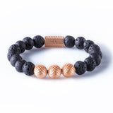 Black lava 10mm K-18 rose gold
