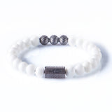 White Onyx 8mm Black Ruthenium