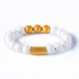 White Onyx 10mm K-18 Yellow Gold
