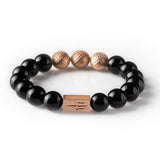 Black Onyx 12mm K-18 Rose Gold