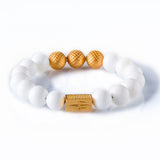 White Onyx 12mm K-18 Yellow Gold