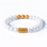 White Onyx 8mm K-18 Yellow Gold
