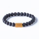 Black lava 8mm K-18 yellow gold