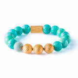 Amazonite 12mm K-18 Yellow Gold