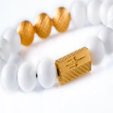 White Onyx 10mm K-18 Yellow Gold