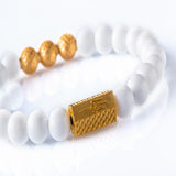 White Onyx 8mm K-18 Yellow Gold