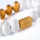 White Onyx 12mm K-18 Yellow Gold