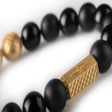 Black Onyx Nero 8mm K-18 Yellow Gold