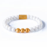 White Onyx 8mm K-18 Yellow Gold