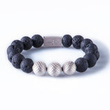 Black lava 12mm Sterling 925 silver