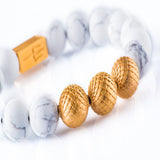 Howlite 12mm K-18 Yellow Gold