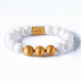 White Onyx 12mm K-18 Yellow Gold