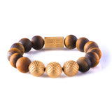 Tiger Eye Matt 12mm K-18 Yellow Gold