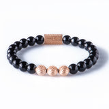 Black Onyx 8mm K-18 Rose Gold