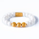 White Onyx 10mm K-18 Yellow Gold