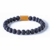 Black lava 8mm K-18 yellow gold