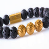 Black lava 10mm K-18 Yellow gold