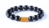 Black onyx 12 mm yellow gold plated