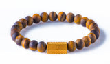 Tiger eye matt 8mm K-18 yellow gold