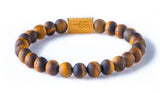 Tiger eye matt 8mm K-18 yellow gold