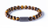 Tiger eye 8 mm black ruthenium plated