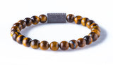 Tiger eye 8 mm black ruthenium plated