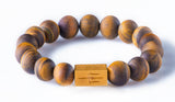 Tiger eye matt 12mm K-18 yellow gold