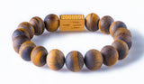 Tiger eye matt 12mm K-18 yellow gold