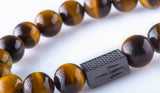 Tiger eye 12 mm black ruthenium plated