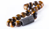 Tiger eye 8 mm black ruthenium plated