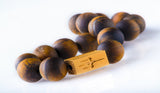 Tiger eye matt 12mm K-18 yellow gold