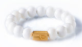 White Onyx 12mm K-18 yellow gold