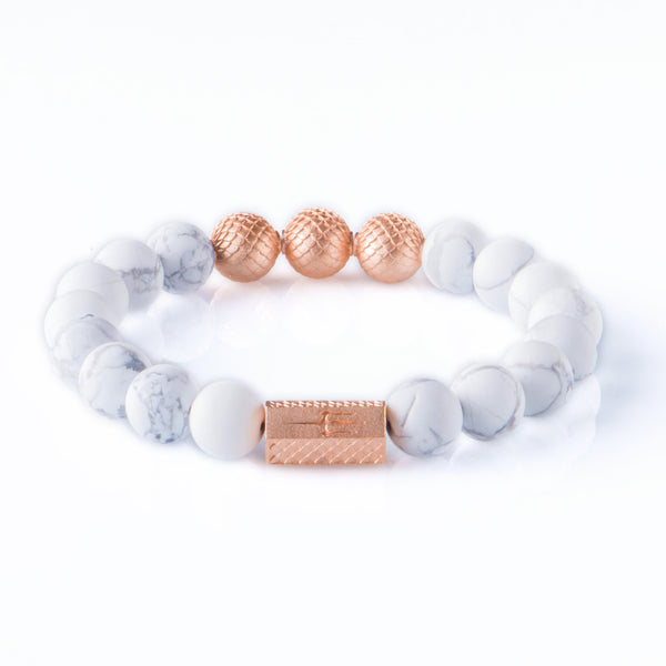 Howlite 10mm Κ-18 Rose Gold