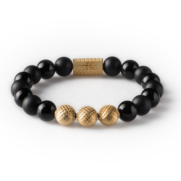 Black Onyx Nero 10mm K-18 Yellow Gold