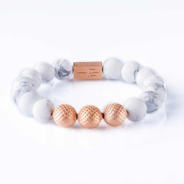 Howlite 12mm K-18 Rose Gold