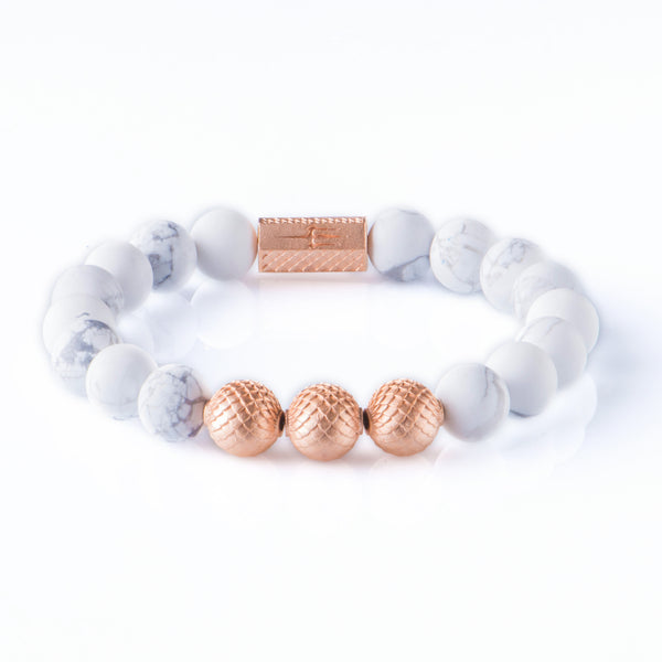 Howlite 10mm Κ-18 Rose Gold