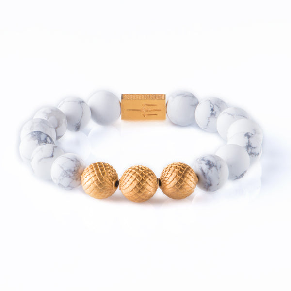 Howlite 12mm K-18 Yellow Gold