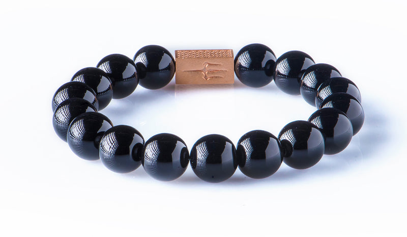 Black onyx 12 mm pink gold plated