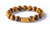 Tiger eye 12 mm yellow gold plated k18